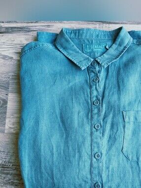 Seasalt Cornwall 100% Linen Rockcliffe Shirt Tunic Dress Women's US 8 UK 12